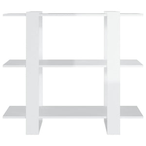 Hochglanz Bücherregal Raumteiler Weiß 100x30x87 cm