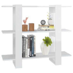 Hochglanz Bücherregal Raumteiler Weiß 100x30x87 cm
