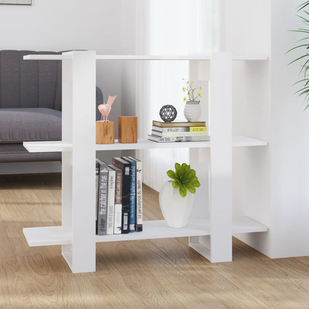 Hochglanz Bücherregal Raumteiler Weiß 100x30x87 cm