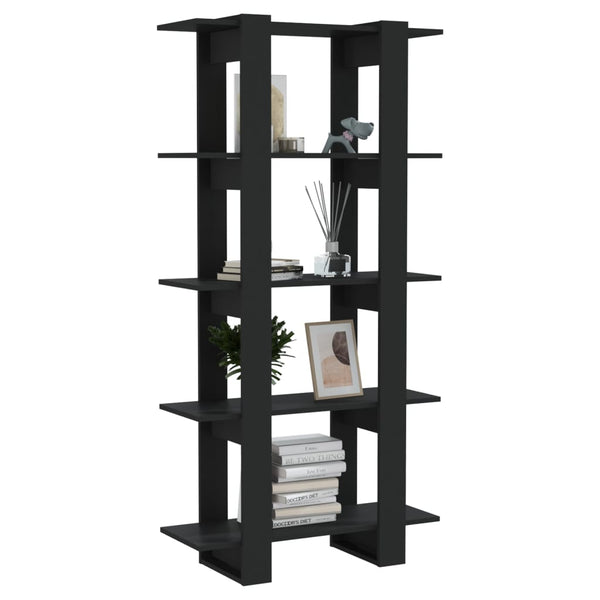Schwarzes Bücherregal Raumteiler 80x160 cm