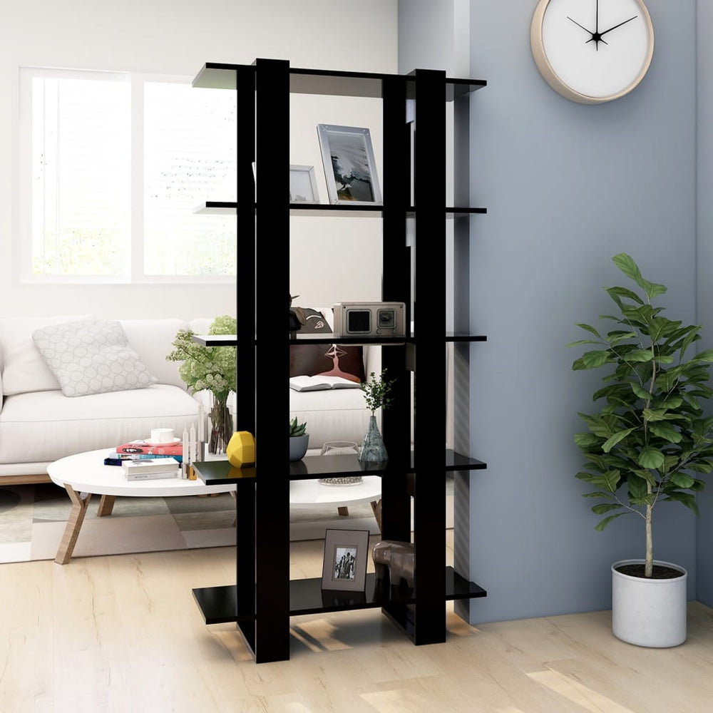 vidaXL Bibliothèque/Séparateur de pièce Noir 80x30x160 cm Bois d'ingénierie