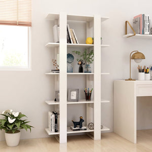 Hochglanz Bücherregal Raumteiler Weiß 80x160 cm