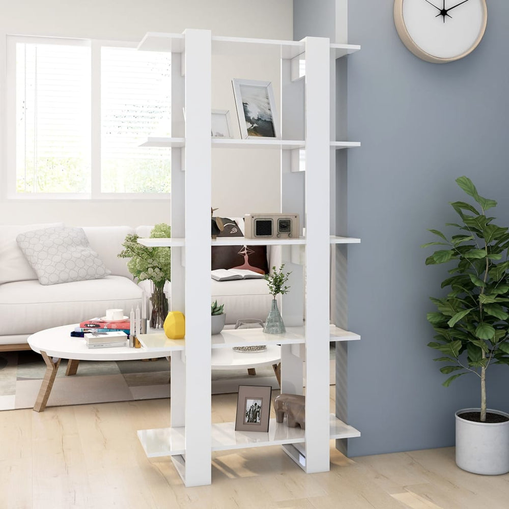 vidaXL Bibliothèque/Séparateur de pièce Blanc brillant 80x30x160 cm