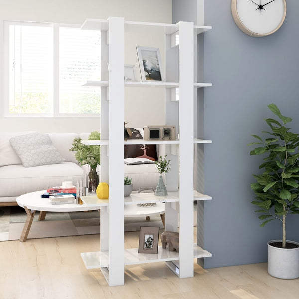 Hochglanz Bücherregal Raumteiler Weiß 80x160 cm
