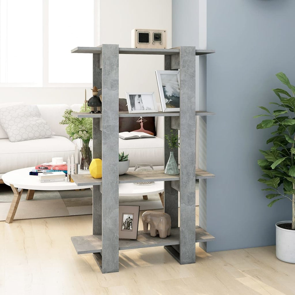 vidaXL Étagère à livres/séparateur de pièce gris béton 80x30x123,5 cm
