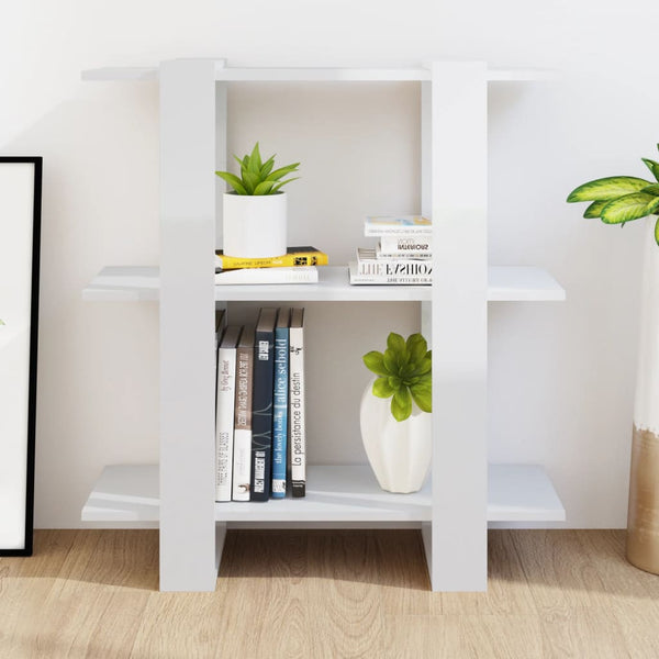 Hochglanz Bücherregal Raumteiler Weiß 80x87 cm