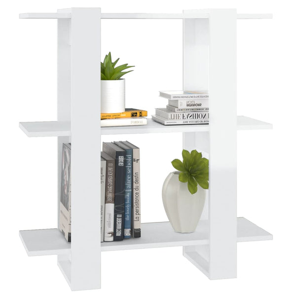 Hochglanz Bücherregal Raumteiler Weiß 80x87 cm