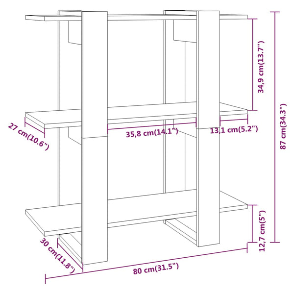 Hochglanz Bücherregal Raumteiler Weiß 80x87 cm