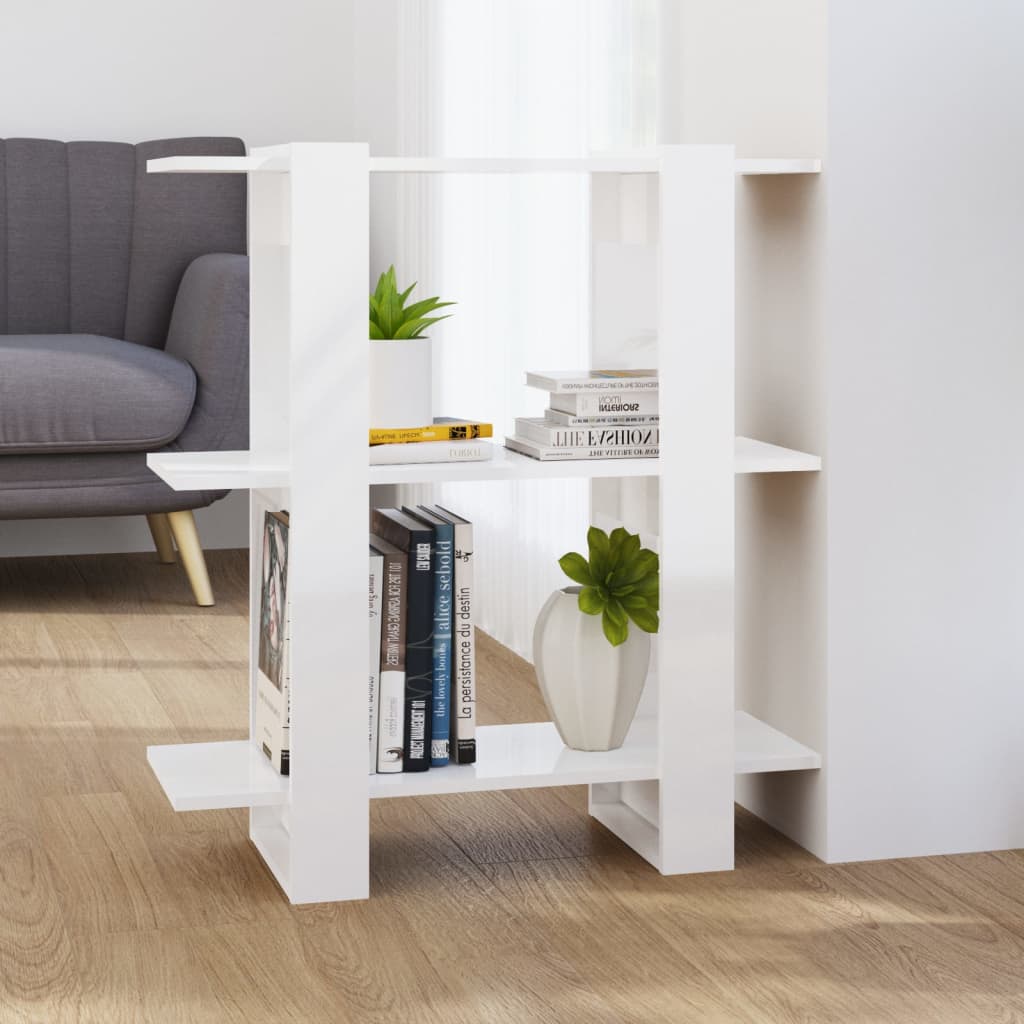 Hochglanz Bücherregal Raumteiler Weiß 80x87 cm