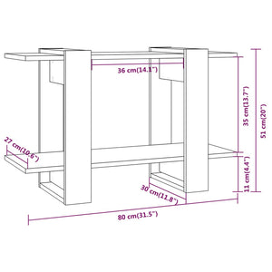 Hochglanz Bücherregal Raumteiler Weiß 80x30x51cm