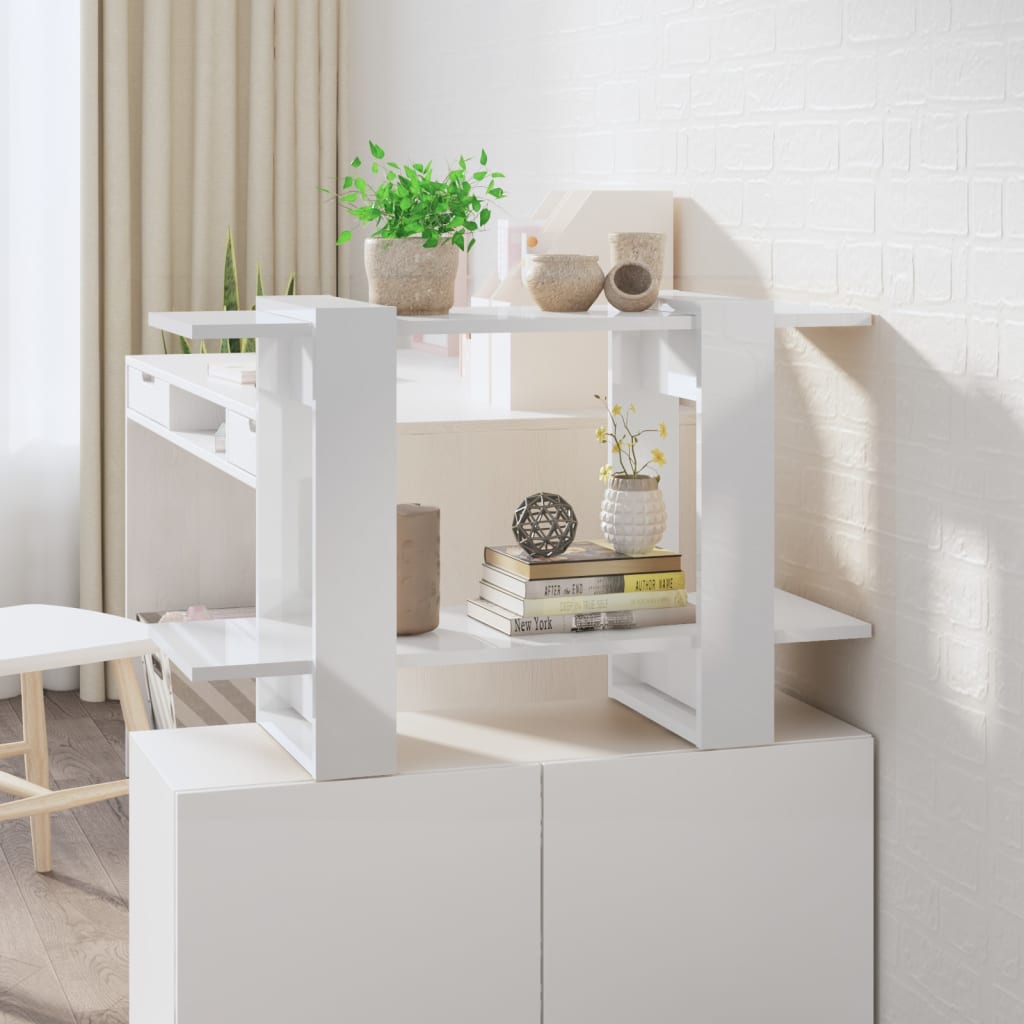 Hochglanz Bücherregal Raumteiler Weiß 80x30x51cm