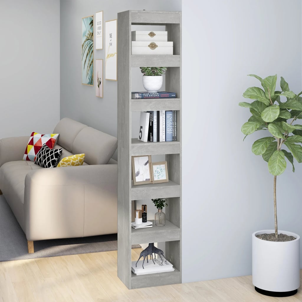 Betongraues Bücherregal/Raumteiler 40x30x198 cm
