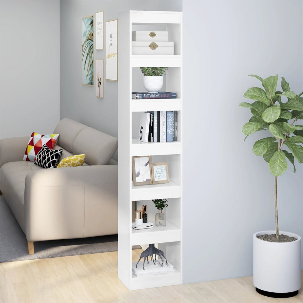 vidaXL Bibliothèque/Séparateur de pièce blanc brillant 40x30x198 cm