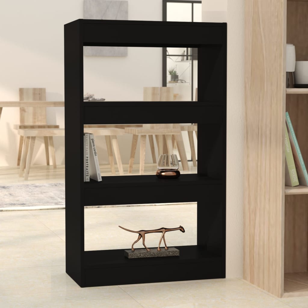 Schwarzes Bücherregal Raumteiler 60x30x103 cm