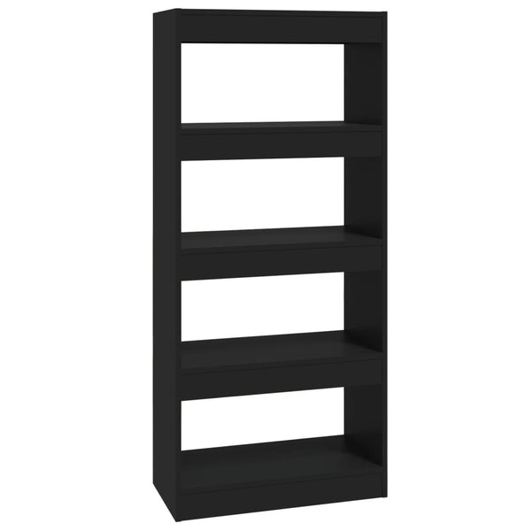 Schwarzes Bücherregal Raumteiler 60x30x135 cm
