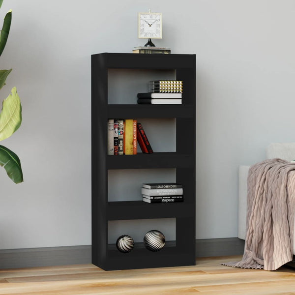 Schwarzes Bücherregal Raumteiler 60x30x135 cm