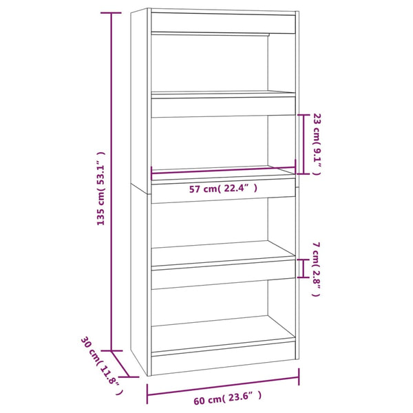 Schwarzes Bücherregal Raumteiler 60x30x135 cm
