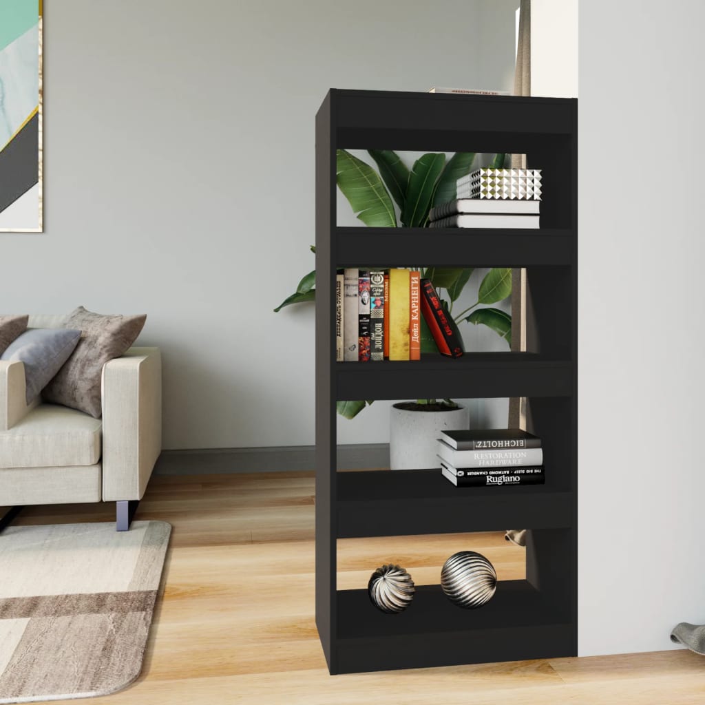 Schwarzes Bücherregal Raumteiler 60x30x135 cm