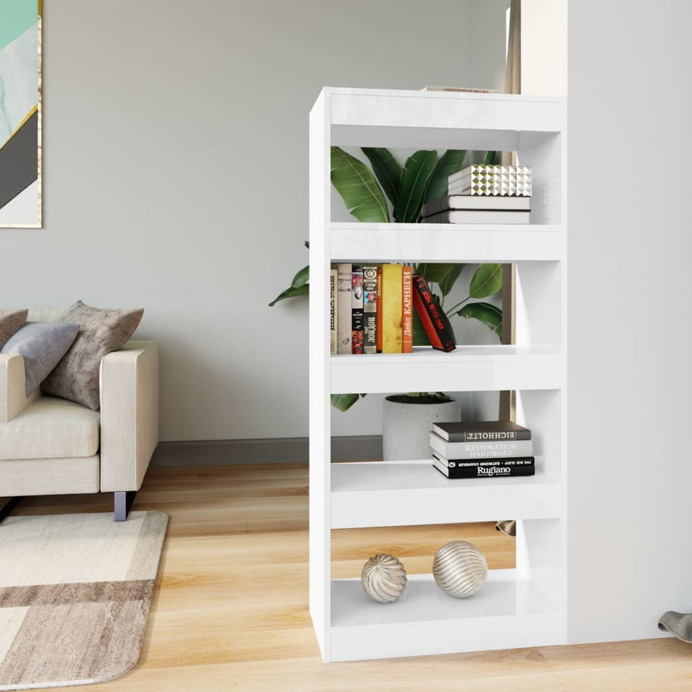 vidaXL Bibliothèque/Séparateur de Pièce Blanc Brillant 60x30x135cm Bois d'ingénierie