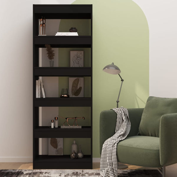 Schwarzes Bücherregal Raumteiler 60x30x166 cm