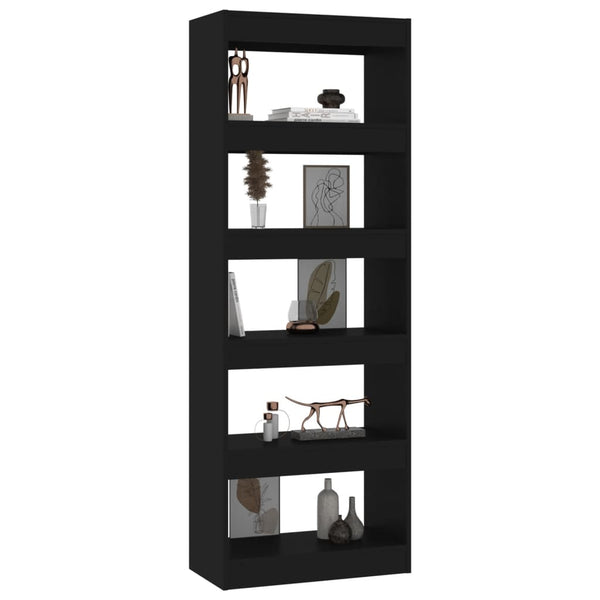 Schwarzes Bücherregal Raumteiler 60x30x166 cm