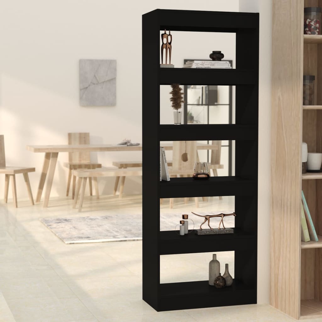 Schwarzes Bücherregal Raumteiler 60x30x166 cm