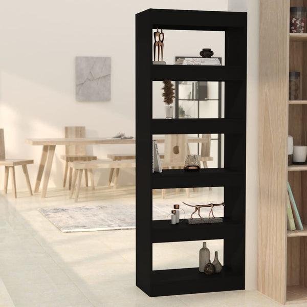 Schwarzes Bücherregal Raumteiler 60x30x166 cm
