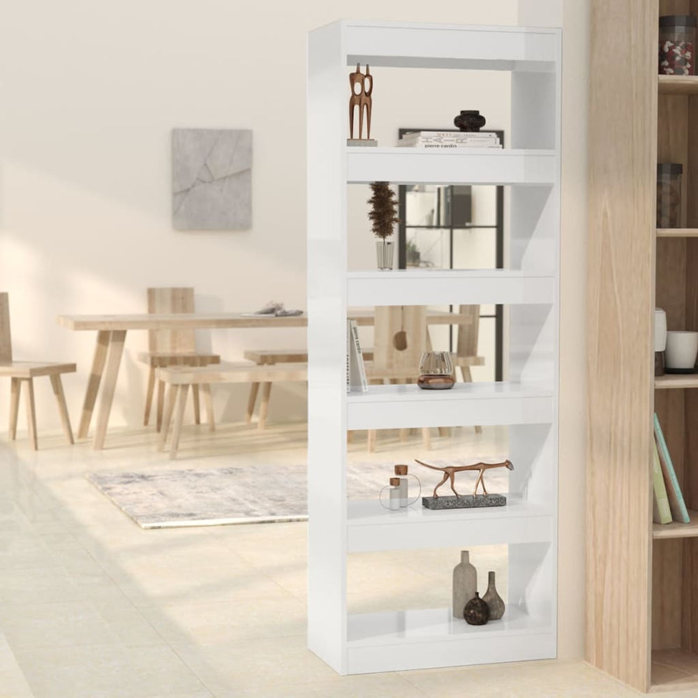 vidaXL Bibliothèque/Séparateur de pièce Blanc Brillant 60x30x166cm Bois d'ingénierie