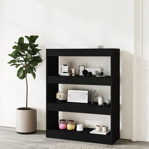 Schwarzes Bücherregal Raumteiler 80x103 cm