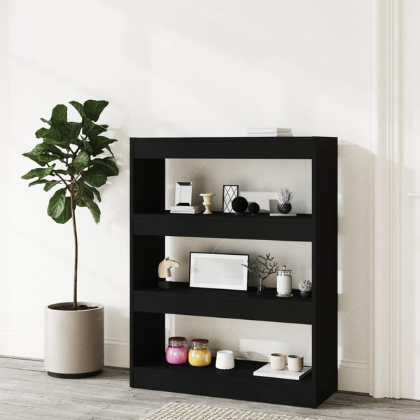 Schwarzes Bücherregal Raumteiler 80x103 cm