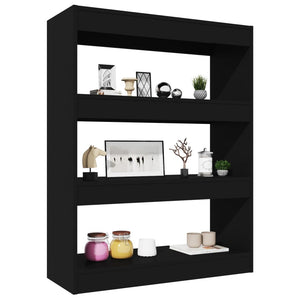 Schwarzes Bücherregal Raumteiler 80x103 cm