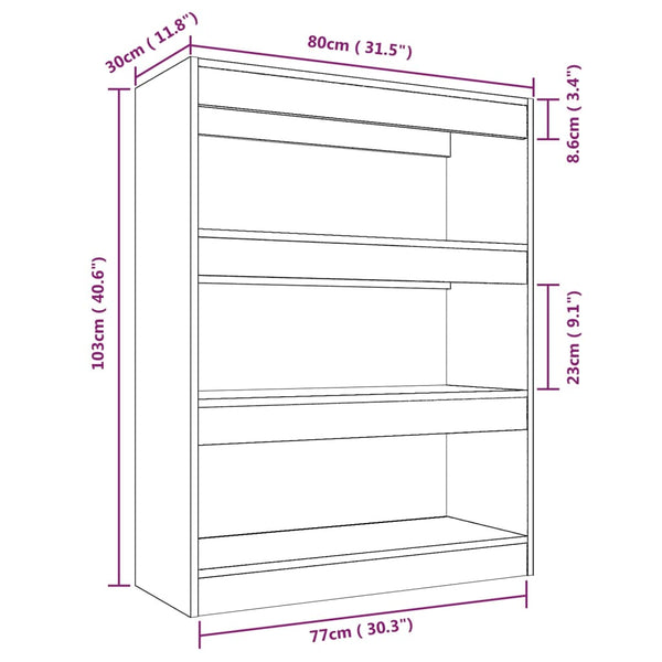 Schwarzes Bücherregal Raumteiler 80x103 cm