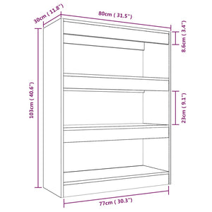 Sonoma Eiche Bücherregal Raumteiler 80x103 cm
