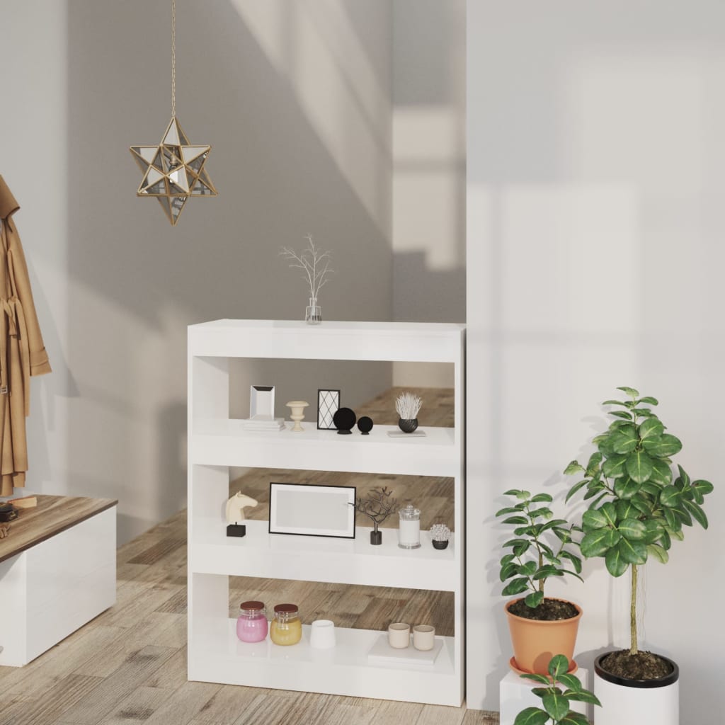 vidaXL Bibliothèque/Séparateur de pièce Blanc Brillant 80x30x103 cm Aggloméré