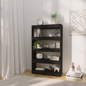 Schwarzes Bücherregal Raumteiler 80x135 cm