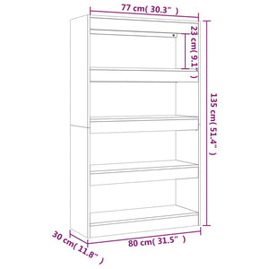 Schwarzes Bücherregal Raumteiler 80x135 cm