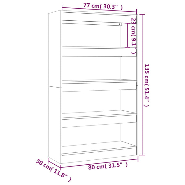 Schwarzes Bücherregal Raumteiler 80x135 cm