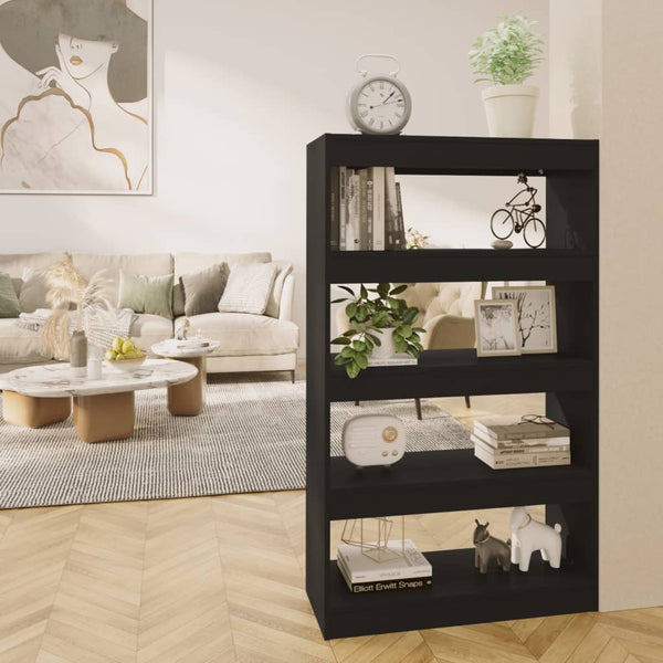 Schwarzes Bücherregal Raumteiler 80x135 cm