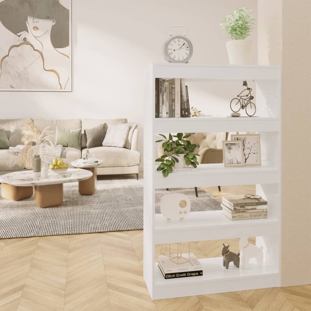 Hochglanz Bücherregal Raumteiler Weiß 80x135cm