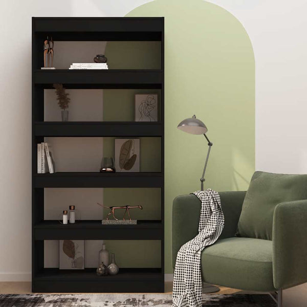 Schwarzes Bücherregal Raumteiler 80x166 cm