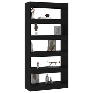 Schwarzes Bücherregal Raumteiler 80x166 cm