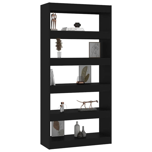 Schwarzes Bücherregal Raumteiler 80x166 cm