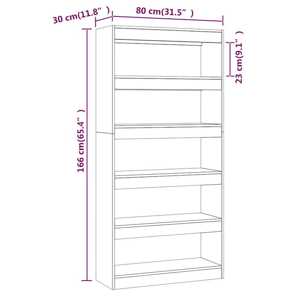Schwarzes Bücherregal Raumteiler 80x166 cm