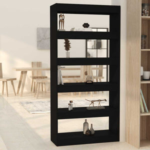 Schwarzes Bücherregal Raumteiler 80x166 cm