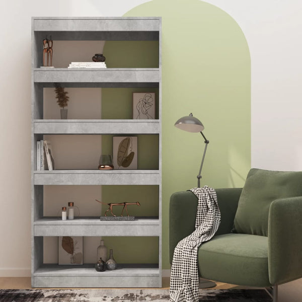 Betongraues Bücherregal 80x166 cm