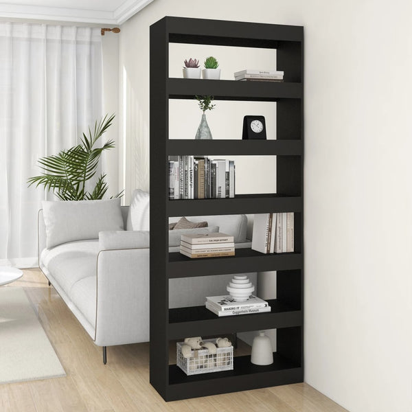 Schwarzes Bücherregal Raumteiler 80x198 cm