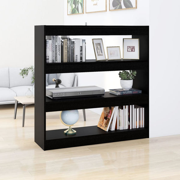 Schwarzes Bücherregal Raumteiler 100x103 cm