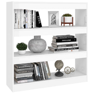 Hochglanz Bücherregal Raumteiler Weiß 100x103 cm