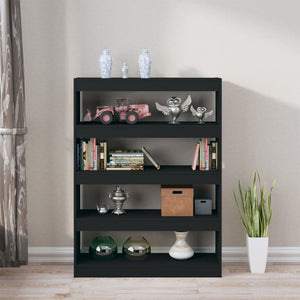 Schwarzes Bücherregal Raumteiler 100x135 cm