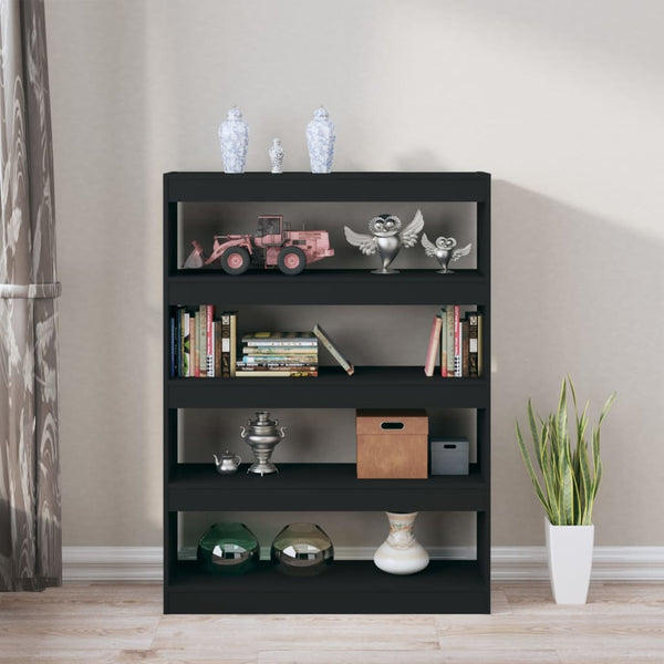 Schwarzes Bücherregal Raumteiler 100x135 cm
